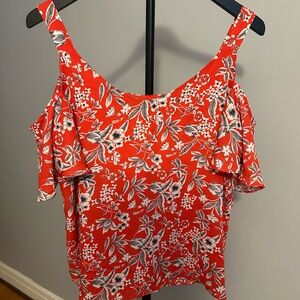 Paraphrase Red Floral Off the Shoulder Tank Top